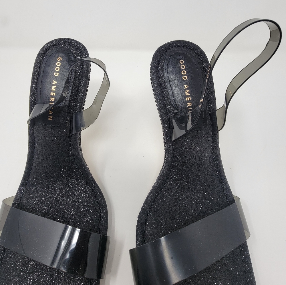 Good American Black Clear PVC Slingback Stiletto Sandals - Picture 4 of 11